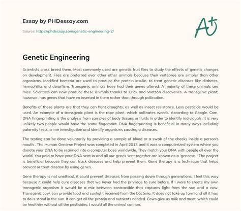 A Study On Genetic Engineering
